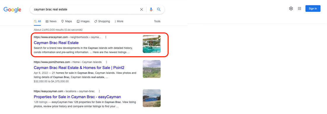 #1 for “cayman brac real estate”